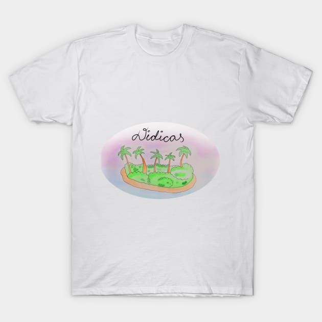 Didicas watercolor Island travel, beach, sea and palm trees. Holidays and vacation, summer and relaxation T-Shirt by grafinya